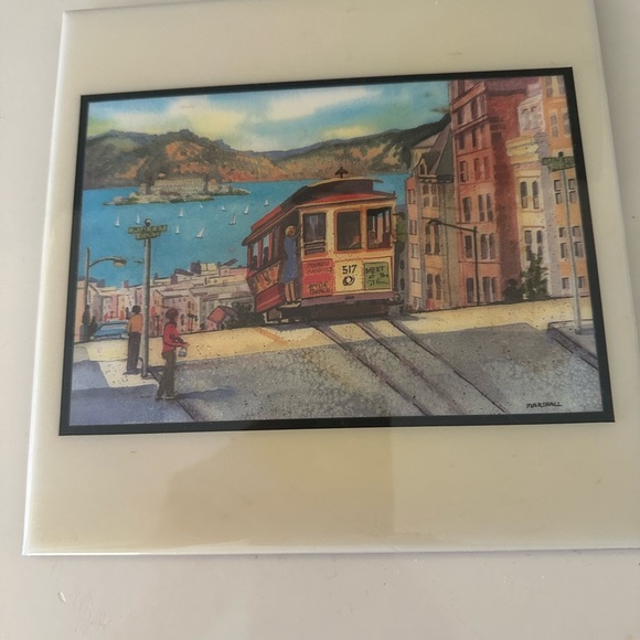NEW ARTISAN SAN FRANCISCO WALL ART TILE  ARTIST ELLIE MARSHALL  8"x 8" Trolley - Picture 3 of 5